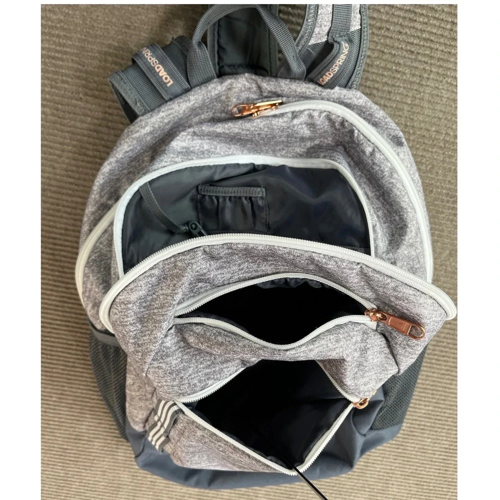 Adidas Prime Backpack Grey Heather Rose Gold Zipper LoadSpring Straps School Bag